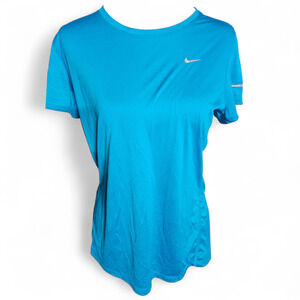 Nike Dri-Fit Running Shirt Blue Turquoise Short Sleeve Athletic Top Size Large
